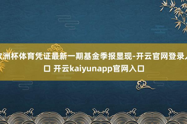 欧洲杯体育凭证最新一期基金季报显现-开云官网登录入口 开云kaiyunapp官网入口