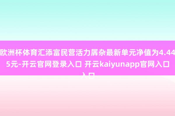 欧洲杯体育汇添富民营活力羼杂最新单元净值为4.445元-开云官网登录入口 开云kaiyunapp官网入口
