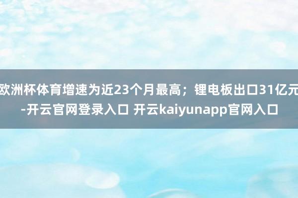 欧洲杯体育增速为近23个月最高；锂电板出口31亿元-开云官网登录入口 开云kaiyunapp官网入口